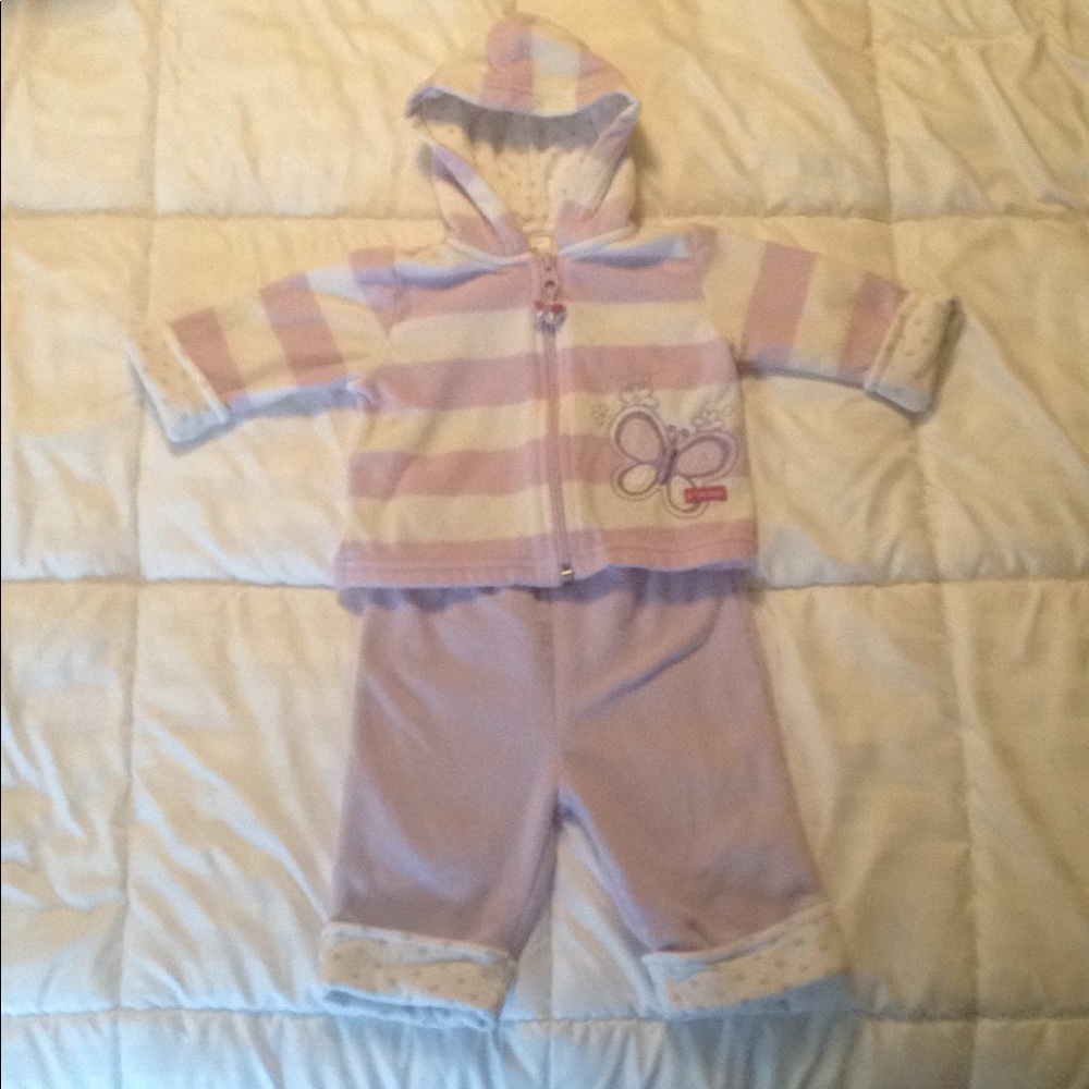 Striped purple butterfly hoodie with pants